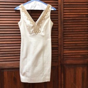 Lilly Pulitzer white and gold Bentley shift dress